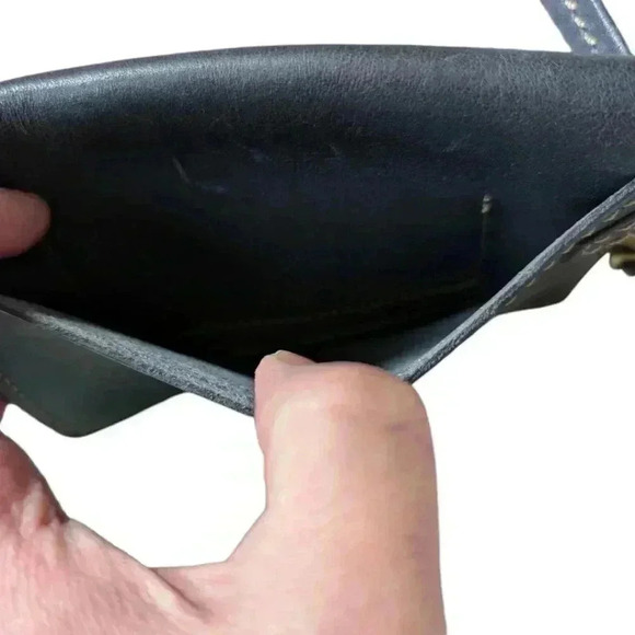 Fossil Austin Wristlet Purse Turn Lock Leather Black Brass Unisex Women One Size - Picture 9 of 15